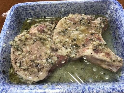 Pork chops in marinade